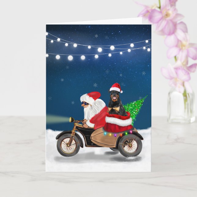 Rottweiler Hund Jul Tomte   Kort (Orkide)
