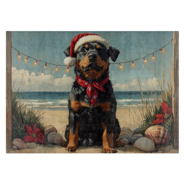 Rottweiler Hund Jul Vintage Strand (Framsidan)