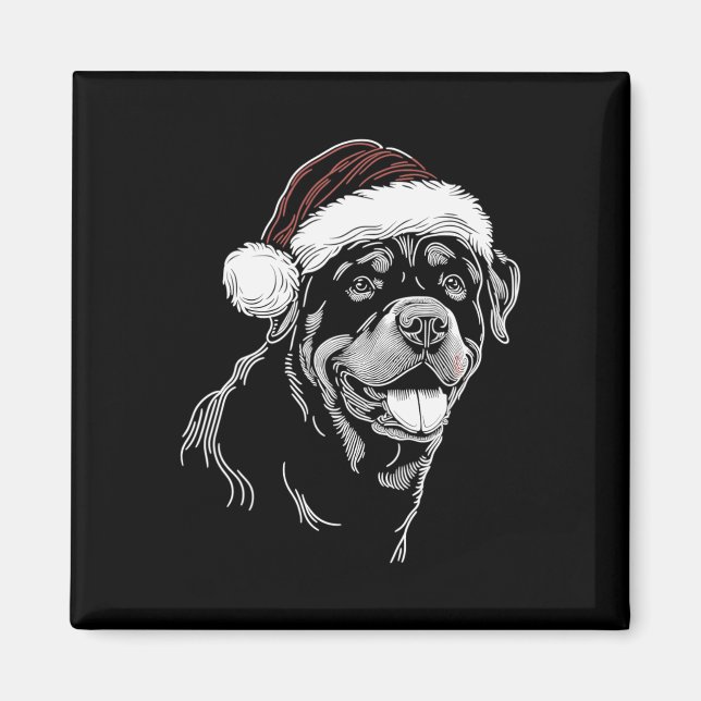 Rottweiler Hund Julhatt Julen Xmas Pyjamas  Magnet (Framsidan)