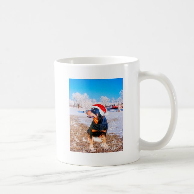 Rottweiler Hund julmålning Kaffemugg (Höger)
