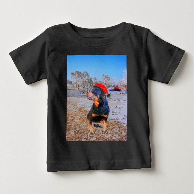 Rottweiler Hund julmålning T-shirt (Framsida)