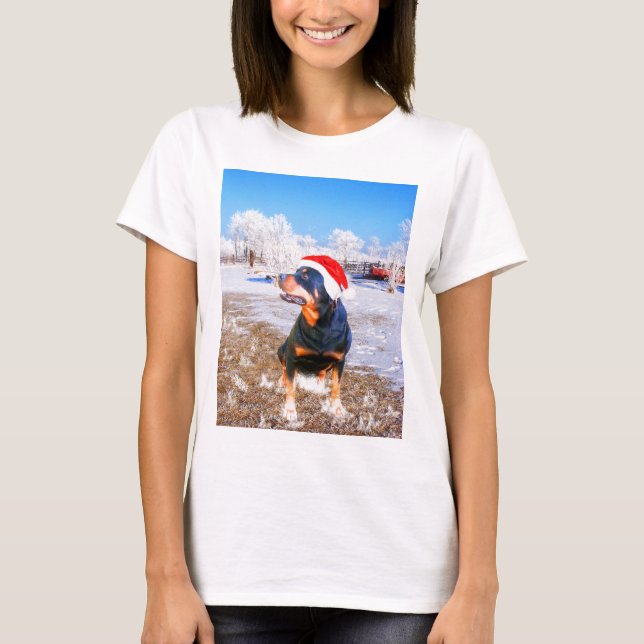 Rottweiler Hund julmålning T Shirt (Framsida)