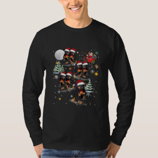 Rottweiler Hund Jultomte Måne Rolig Jul T Shirt