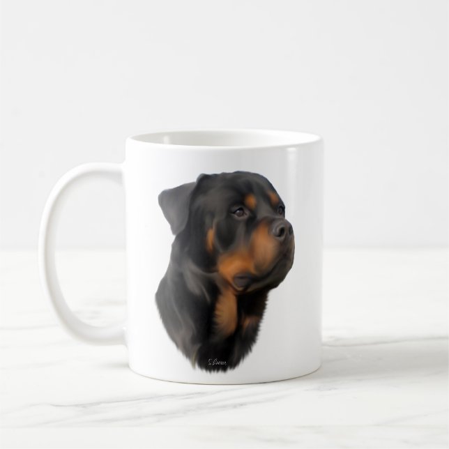 Rottweiler Hund Kaffemugg (Vänster)