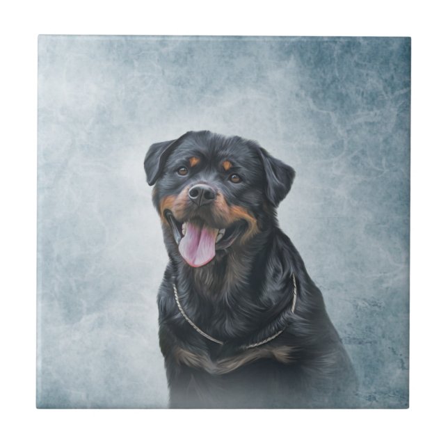 Rottweiler hund kakelplatta (Framsidan)