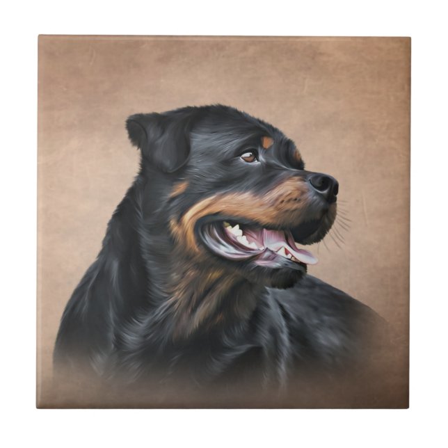 Rottweiler-hund Kakelplatta (Framsidan)
