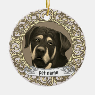 Rottweiler Hund Kärleksfullt Minnes-ornament Julgransprydnad Keramik