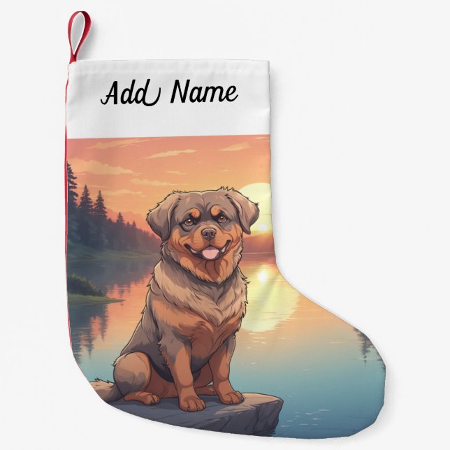 Rottweiler Hund Liten Julstrumpa (Framsidan)