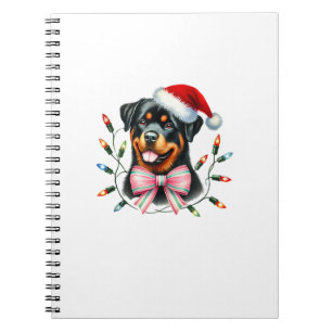 Rottweiler-Hund med Coquette Bow-julfest Anteckningsbok