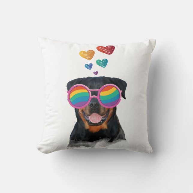 Rottweiler Hund med Hearts Valentine Day Kudde (Framsida)