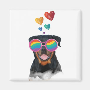 Rottweiler Hund med Hearts Valentine Day Magnet