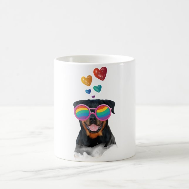 Rottweiler Hund med Hjärtan Alla Hjärtans Dag Kaffemugg (Center)