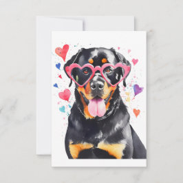 Rottweiler Hund med hjärtglas Tack Kort