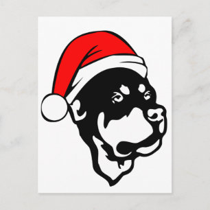 Rottweiler Hund med Red jultomten Hat Helg Vykort