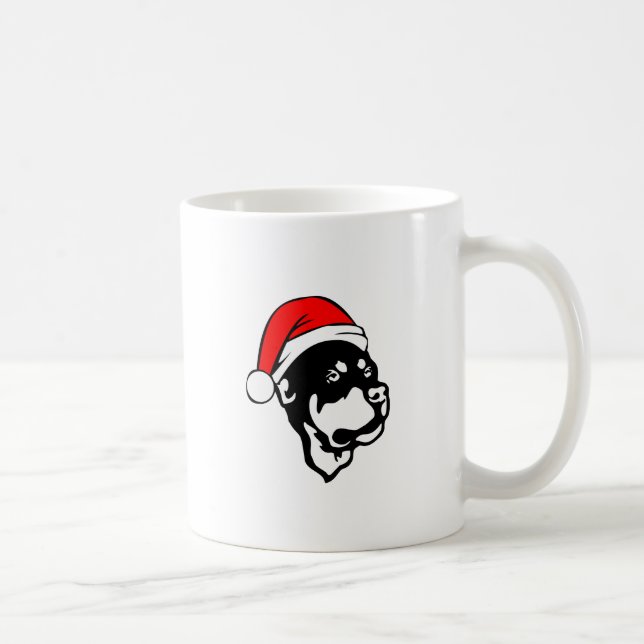 Rottweiler Hund med Red jultomten Hat Kaffemugg (Höger)