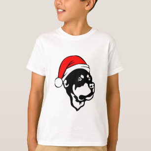 Rottweiler Hund med Red jultomten Hat Tee