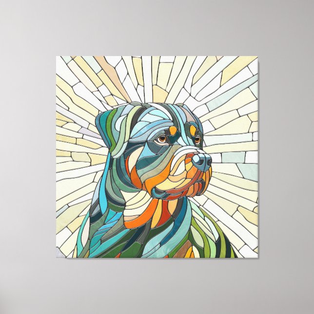 Rottweiler hund - mosaikkonst canvastryck (Framsida)