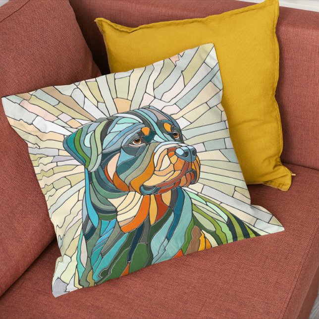 Rottweiler hund - mosaikkonst kudde (Skapare uppladdad)