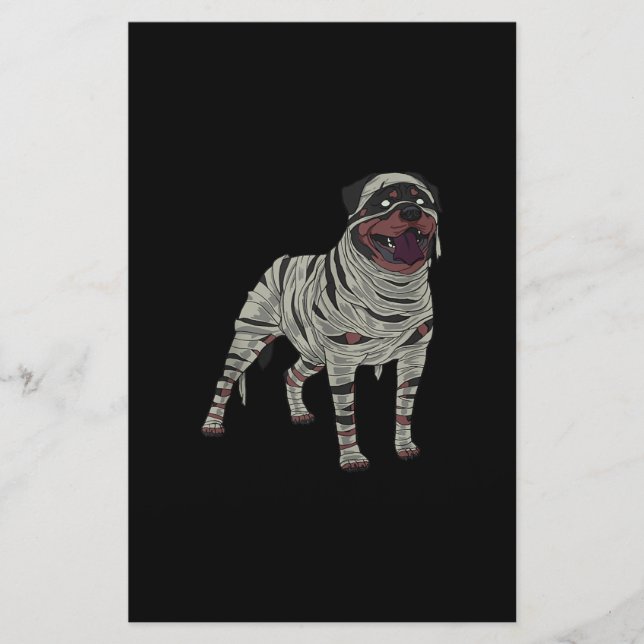 Rottweiler Hund Mummy Halloween Costume Hundälskar Brevpapper (Framsida)
