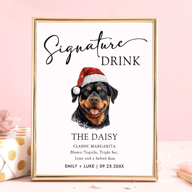 Rottweiler Hund Namnteckning Drink-tecken i Bröllo Poster (Skapare uppladdad)