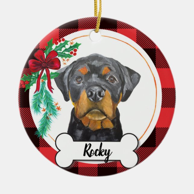 Rottweiler Hund Ornament (Framsidan)