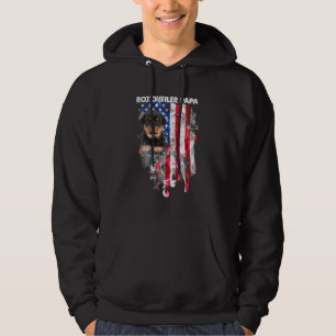Rottweiler Hund Pappa USA flagga Lycklig Fars dag Hoodie