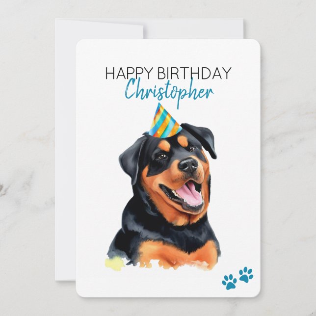 Rottweiler Hund Personlig Grattis på födelsedagen Kort (Framsida)