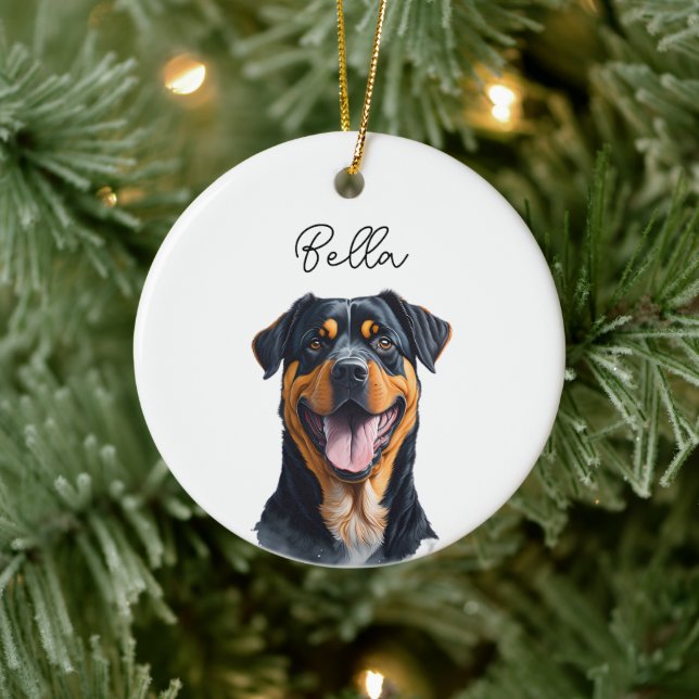 Rottweiler Hund Pet-eget namn Helgdag Jul Julgransprydnad Keramik (Träd)