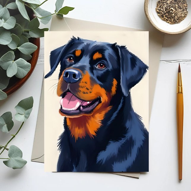 Rottweiler Hund Pet Painting Vykort (Skapare uppladdad)