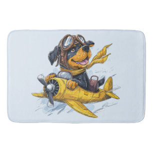 Rottweiler Hund Pilot Flygplan Badrumsmatta