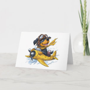 Rottweiler Hund Pilot Flygplan Kort