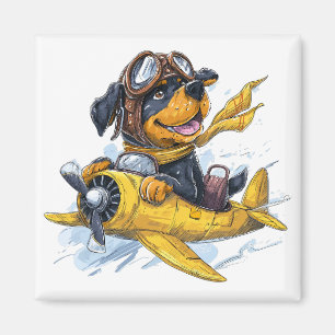 Rottweiler Hund Pilot Flygplan Magnet