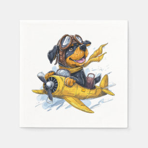 Rottweiler Hund Pilot Flygplan Pappersservett