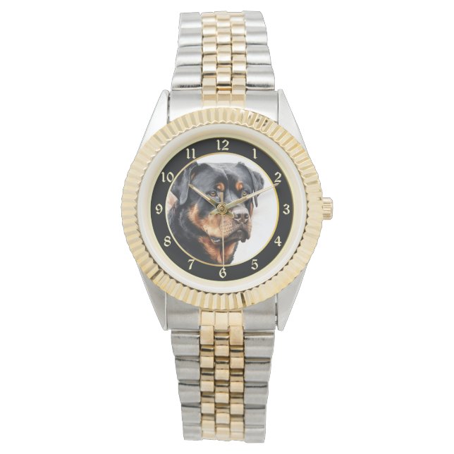 Rottweiler Hund Porträtt Watch Armbandsur (Framsida)