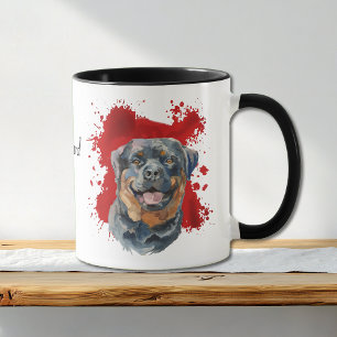 Rottweiler Hund Red Abstrakt Background Mugg