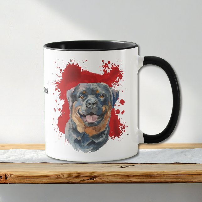 Rottweiler Hund Red Abstrakt Background Mugg (Skapare uppladdad)