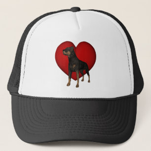 Rottweiler Hund Red Heart Hat Keps