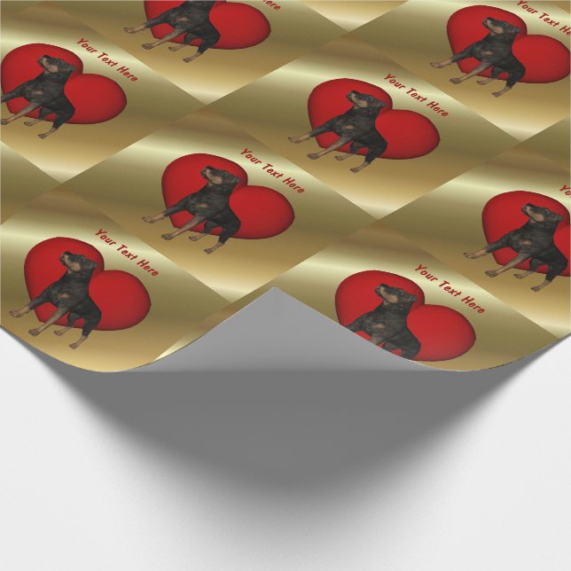 Rottweiler Hund Red Heart Presentpapper (Hörn)