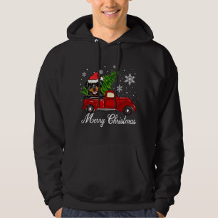 Rottweiler Hund Riding Red Lastbil jul Decorati Hoodie