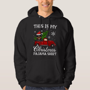 Rottweiler Hund Riding Red Lastbil med jultre Hoodie