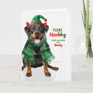 Rottweiler Hund Roliga Loppor Navidog med Namn Helgkort