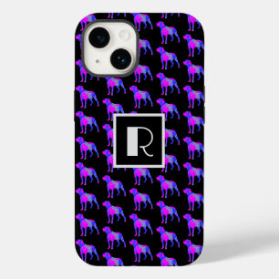Rottweiler Hund Rosa Blue Silhouette Mono Black