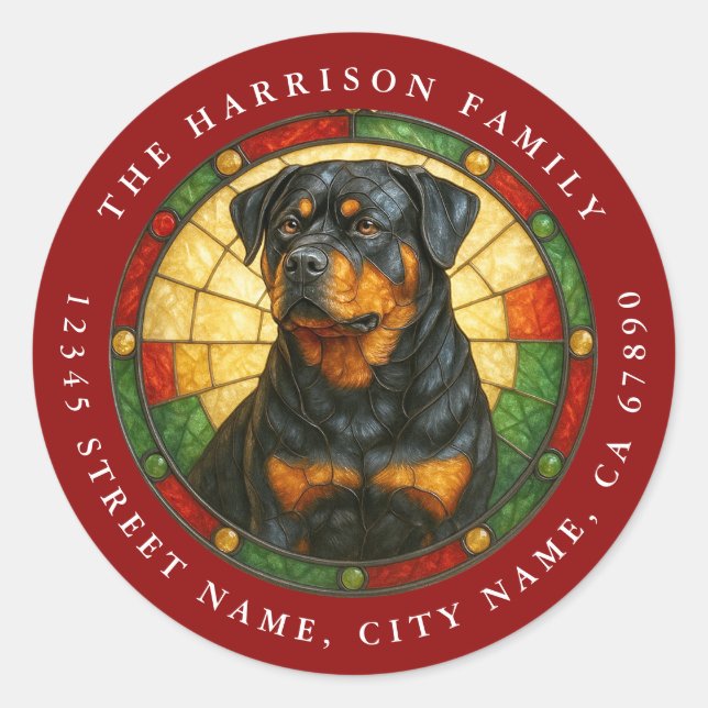 Rottweiler Hund Runda Klistermärken (Framsida)