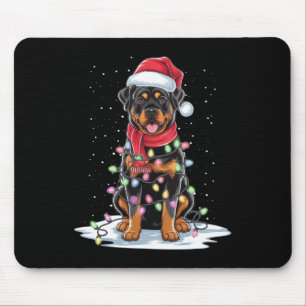 Rottweiler Hund Santa Hat Julgran Light Julafton Musmatta