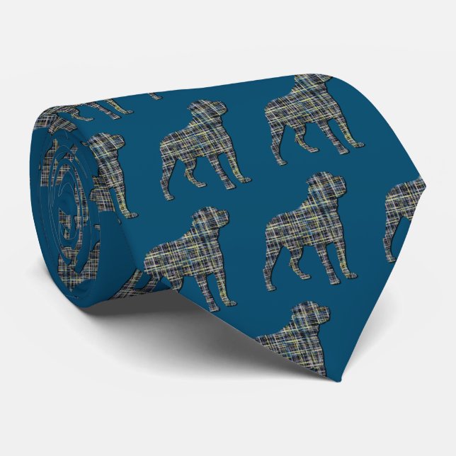 Rottweiler Hund Silhouette Gult & Blue Grid Blue B Slips (Rullad)