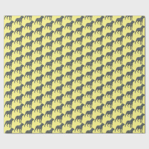 Rottweiler Hund Silhouette Gult/Blue Grid Gult Presentpapper