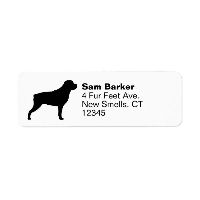 Rottweiler Hund Silhouette Returadress Etikett (Framsidan)