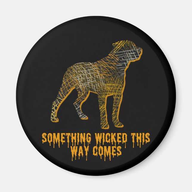 Rottweiler Hund Silhouette Roligt Halloween Magnet (Framsidan)