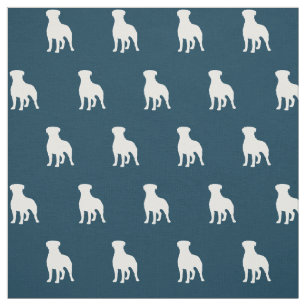 Rottweiler Hund Silhouettes Blue och White Tyg