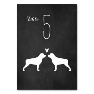 Rottweiler Hund Silhouettes Wedding Reception Bordsnummer